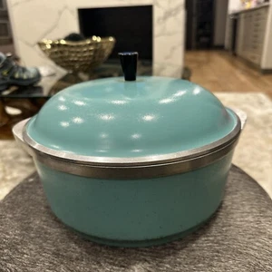 Vintage Club Dutch Oven 4 Quart Suppentopf türkis türkis blau mit Deckel Aluminium - Bild 1 von 7