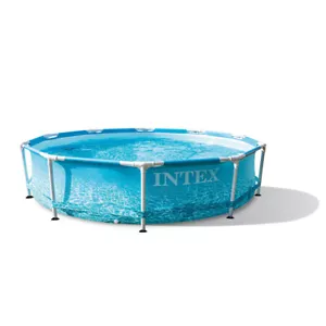 Intex 305x76cm Beachside Metal Frame Swimming Pool Set 1 Person Outdoor Blue - Picture 1 of 2