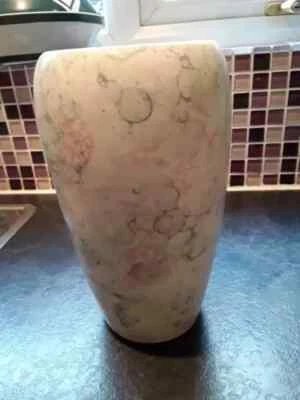 White pink grey mottled effect Vase by Park Rose Studio Bridlington height 23cms - Image 1 of 4