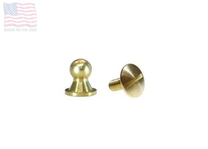 Sam Browne 8 mm Screw in Button Head Stud & Screw, Solid Brass, USA, 10 Sets - Picture 1 of 1
