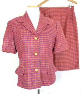 Doncaster Womans Size 8 Skirt Suit Tweed 2 Piece Set 100% Silk Beautiful - Picture 1 of 20