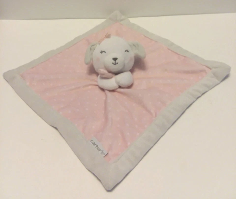 Carters Cachorro Lovey Bebé Rosa Blanco Peluche Seguridad Bebé Juguete Lunares 13" Foto 1 de 4