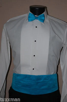 Pool Blue Bow tie Cummerbund Fits 28- 44 waist size S M L XL XXL TUXXMAN - Image 1 of 4