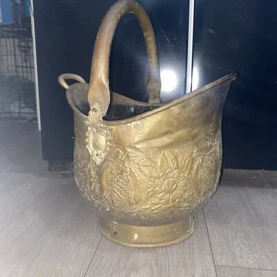 Brass Coal Bucket Handle Ornate Fire Side Scuttle Helmet - Image 1 of 4
