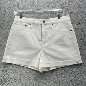 J Crew Shorts Womens 29 White Denim High Rise Zip Cuffed 2” New - Picture 1 of 13