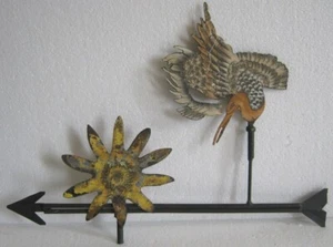 IRON BIRD WEATHER VANE  . BIRD AND FLOWER WEATHERVANE - Picture 1 of 6
