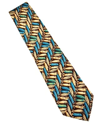 Corbata Gucci de diseñador | Corbata de seda vintage con estampado de peapod Gucci regalo único Foto 1 de 4