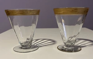 Vintage Flared Stemmed Cocktail Glass Gold Trim Leaves 4.25" Tall - Picture 1 of 9