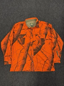 Cabelas Lined Shirt Jacket Realtree Hardwoods Blaze Orange Men’s Large - Picture 1 of 3