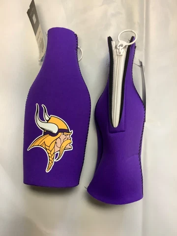 2*Minnesota Vikings Bottle Cooler 12 oz Zip Up Koozie Jacket NFL Cover