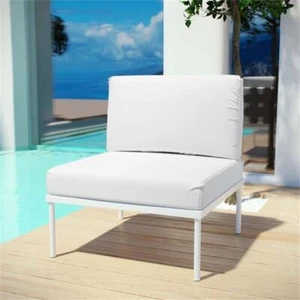 Modway Harmony Outdoor Patio Aluminum Fabric Armless Chair in White - Picture 1 of 5