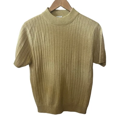 Sag Harbor De Colección Años 90 Dorado Metálico Acrílico Acanalado Coqueta Tejido Fiesta SP Foto 1 de 4