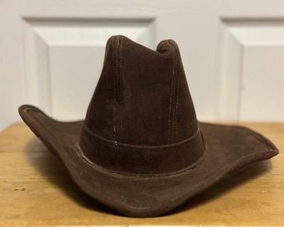 Chapéu Rancho Cowboy Vintage Camurça Marrom Infantil Tamanho Pequeno Fabricado nos EUA - Imagem 1 de 4