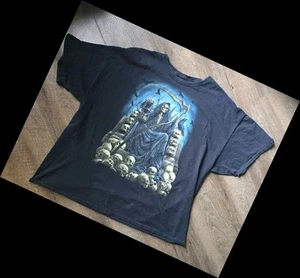 DOM Shirt Mens Size XXXL Black Grim Reaper Skeleton Throne Faded Mens - Picture 1 of 3