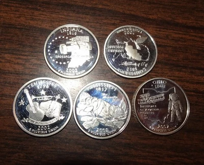 Set 2002 Five State 90% Silver Quarter.  Free ship - Image 1 of 2