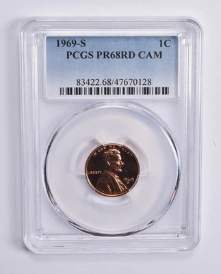 1969-S Lincoln Memorial Cent PR68 RD CAM PCGS Blue Lbl *5459 - Image 1 of 4