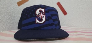 Seattle Mariners Mütze Kappe nicht verstellbar Größe 7 3/8 New Era blau amerikanische Flagge Kompass S - Bild 1 von 8