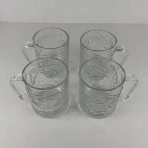 Juego de 4 tazas de manzana de vidrio transparente tazas de frutas en relieve estilo vintage café de 12 oz - Imagen 1 de 8