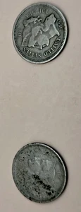 Set Of 2 1867-68 3 Cent Coin KM#95 VG+ Circ W/Silver NickelColor YY419-15 FreeSH - Picture 1 of 3