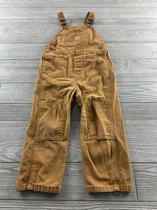 CARHARTT Double Knee Camel Canvas Bib Overalls Boy's Size 4T - Picture 1 of 9