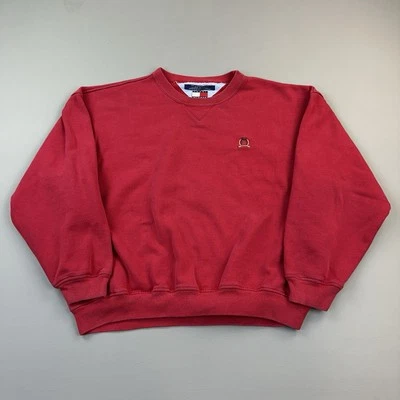 Sudadera de Colección Tommy Hilfiger Para Hombre XL Roja Pesada Cuello Redondo Pullover Años 90 Foto 1 de 4