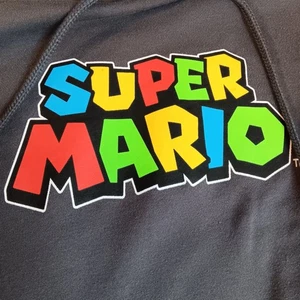 Super Mario Hoodie Kids Gray Graphic Nintendo Sweatshirt Medium M - Picture 1 of 9