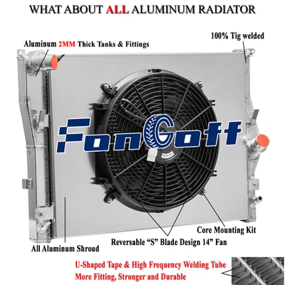 Radiador de aluminio de 2 filas + ventilador de cubierta para BMW 128I/328I/330I/Z4 2006-2013 AT MT Foto 1 de 4