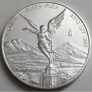 Mexico Liberty 2012, 1 Oz .999 Fine Silver Coin, Una Oz Libertad Plata Pura .999 - Picture 1 of 4