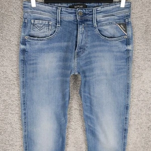 REPLAY ANBASS M914 BLUE MEN'S JEANS W30 L32 DISTRESSED STRETCH DENIM IT ITALY - Picture 1 of 10