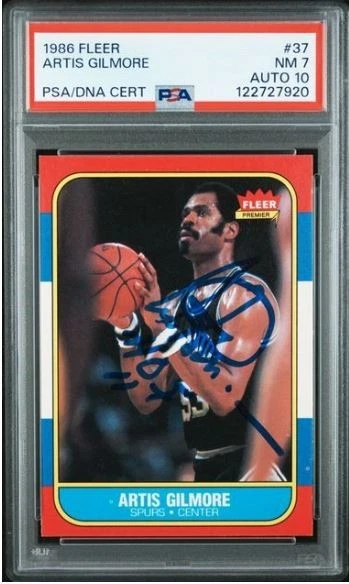 1986 Fleer Artis Gilmore Signed Basketball Card PSA 7 DNA 10 Certified Auto HOF - Image 1 of 3