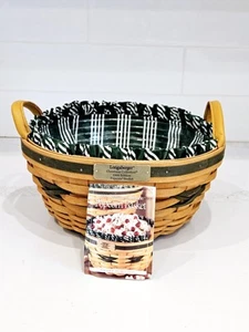 Longaberger 1999 Christmas Collection Popcorn Basket w/Protector & Liner Green - Picture 1 of 7