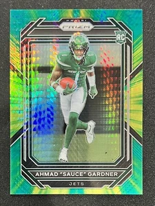 2022 Panini Prizm Ahmad Sauce Gardner RC Green Hyper Prizm /175 Rookie Jets - Picture 1 of 3