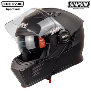 Simpson Darksome Mod Bandit Helmet Road Legal Matt Black Internal Visor UK - Picture 1 of 10
