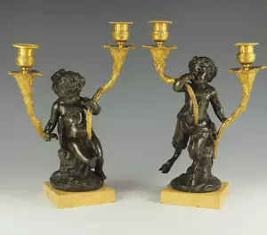 Ein Paar französische massive Bronze und Ormolu Kerzenleuchter, um 1820 - Bild 1 von 16