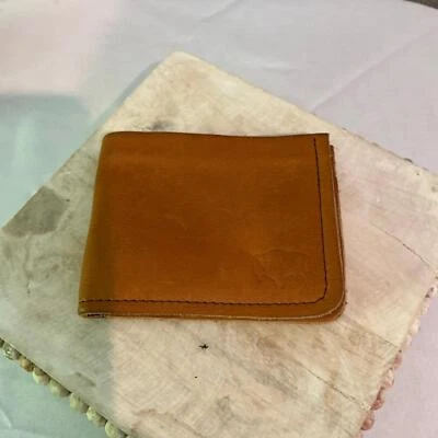 Cartera de cuero de bisonte tostado hecha a mano para hombre Foto 1 de 4