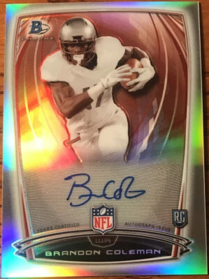 2014 Bowman Chrome Rookie Autographs College Refractors Brandon Coleman #32 - Image 1 of 2