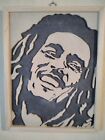 Portrait Bob Marley en bois chantourné  28x22cm