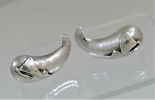 Laffi Peru Handwrought Sterling Silver Earrings Applied Comma Motif 1968 SeeMore