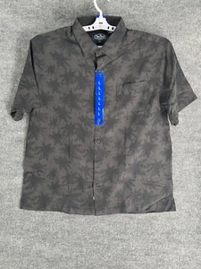Nat Nast Shirt Men L Silk Blend Black Palm Tree Short Sleeve Button Up - Picture 1 of 13