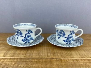 2 Royal Staffordshire J&G Meakin Dynasty blau Teetassen mit Untertassen - Bild 1 von 9