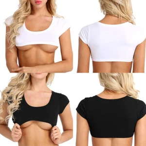 No Bra Women Sexy Crop Tops Half T-Shirt Clubwear Tee Blouse Short Sleeve - Picture 1 of 13