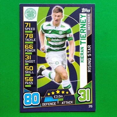 2016-17 Topps Match Attax SPFL Kieran Tierney Rising star #35 ROOKIE - Image 1 of 3