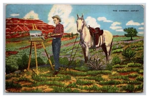 Dude Larsen the Cowboy Artist Linen Postcard V25 - Picture 1 of 2