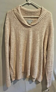Neu Sag Harbor Damenpullover Schalkragen rosa schimmernd Übergröße 3X Pullover - Bild 1 von 3