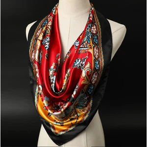 Large Square Satin Scarf Silk Feel Head Neck Wrap Scarves Shawl Floral Scarf 35" - Picture 1 of 20