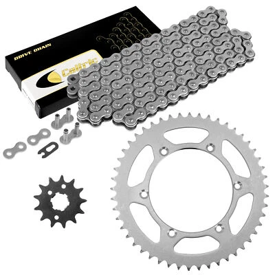 Cadena de transmisión y piñones Caltric para Kawasaki KX250 1997-1998 520 paso 114 eslabones Foto 1 de 4