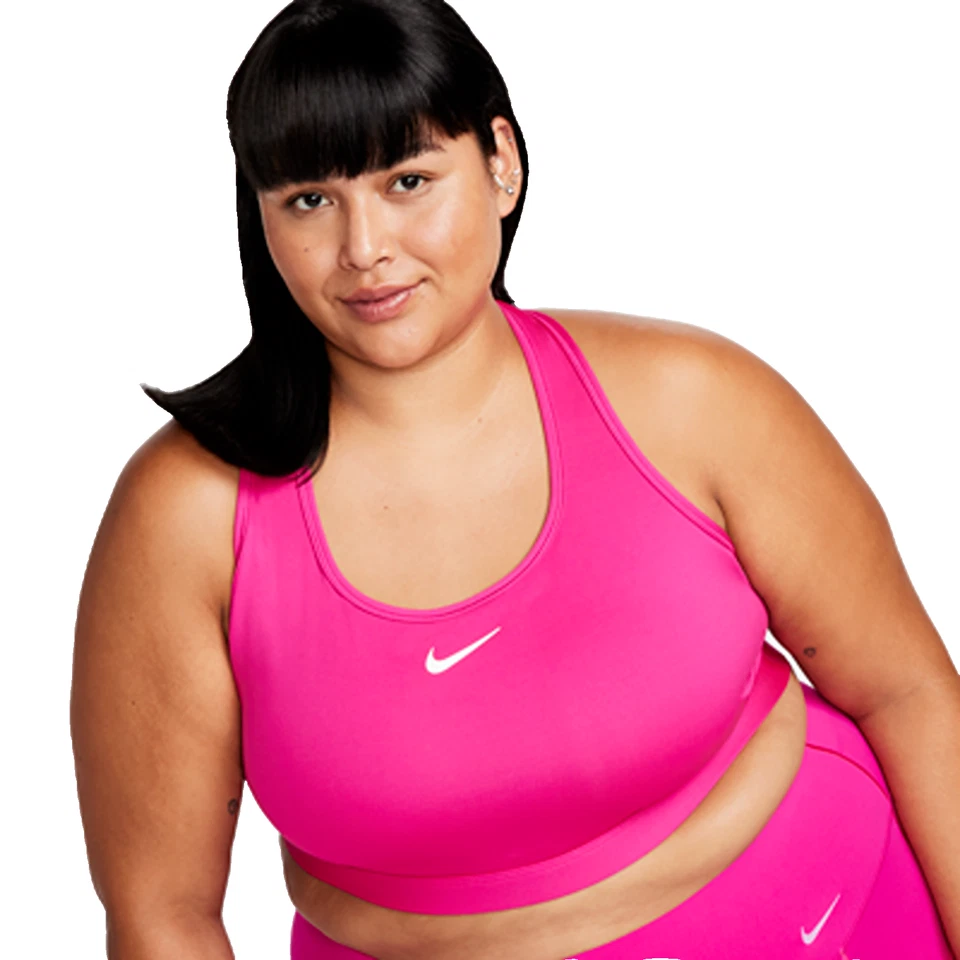 NIKE Dri-Fit Swoosh Women's Pink Medium Support Padded Sports Bra Plus Size 2X