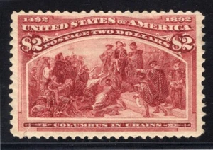 1893 US SC 242 $2 Brown Red, Columbian Exposition, Columbus in Chains - MH VF - Picture 1 of 3