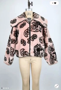 Vintage Mickey Mouse Pink Faux Fur Coat Jacket Winter Coat Novelty Disney - Picture 1 of 4