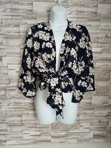 Women Crop Top Size S/M Fit 10-12 Uk Floral Blouse - Picture 1 of 9